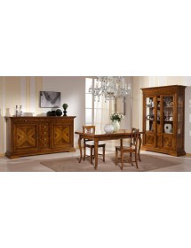 MOBILI 2G - MADIA CREDENZA 2 ANTE 6 CASSETTI NOCE BASSANO L.210 P.53 H. 115 vista completa