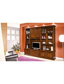 MOBILI 2G - PARETE ATTREZZATA IN LEGNO TINTA NOCE L.255X49X228 vista laterale