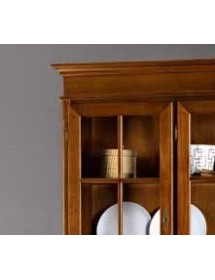 MOBILI 2G - CRISTALLIERA CLASSICA 3 PORTE IN LEGNO TINTA NOCE 156X42X213 vista porta