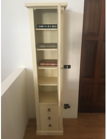 MOBILI 2G - VETRINA LIBRERIA 1 PORTA LEGNO AVORIO PATINATO 45X41X187 VISTA PORTA APERTA