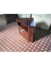 MOBILI 2G - PORTA TV IN LEGNO ARTE POVERA AD ANGOLO TINTA NOCE 70x70xH75 vista laterale