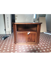 MOBILI 2G - PORTA TV IN LEGNO ARTE POVERA AD ANGOLO TINTA NOCE 70x70xH75 vista frontale