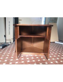 MOBILI 2G - PORTA TV IN LEGNO ARTE POVERA AD ANGOLO TINTA NOCE 70x70xH75 vista frontale apertura porta