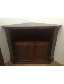 MOBILI 2G - PORTA TV IN LEGNO ARTE POVERA AD ANGOLO TINTA NOCE 70x70xH75 vista frontale