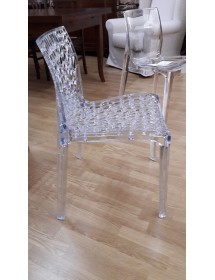 MOBILI 2G - SET 4 SEDIE DESIGN MODERNE POLICARBONATO TRAFORATE VISTA LATERALE