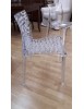 MOBILI 2G - SET 4 SEDIE DESIGN MODERNE POLICARBONATO TRAFORATE VISTA LATERALE