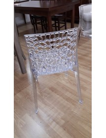 MOBILI 2G - SET 4 SEDIE DESIGN MODERNE POLICARBONATO TRAFORATE VISTA SCHIENALE