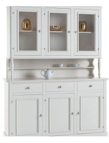 MOBILI 2G - Cristalliera 3 ante arte povera napoletana bianco l.160 p.50/41 h.221 VISTA BASE E ALZATA