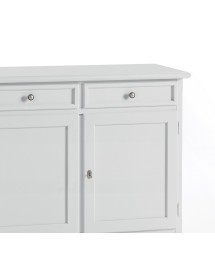 MOBILI 2G - CRISTALLIERA CLASSICA IN LEGNO 4 PORTE BIANCO SPORCO 203x42x203 VISTA FRONTALE CASSETTO