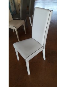 MOBILI 2G -  Set 2 Sedie imbottita bianca ecopelle filo tortora vista frontale