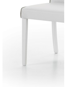 MOBILI 2G -  Set 2 Sedie imbottita bianca ecopelle filo tortora vista frontale gamba
