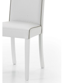 MOBILI 2G -  Set 2 Sedie imbottita bianca ecopelle filo tortora vista gambe e seduta