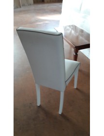 MOBILI 2G -  Set 2 Sedie imbottita bianca ecopelle filo tortora vista schienale