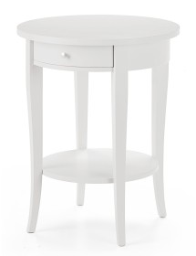 MOBILI 2G - Tavolino rotondo classico legno bianco 50x50x62 vista frontale