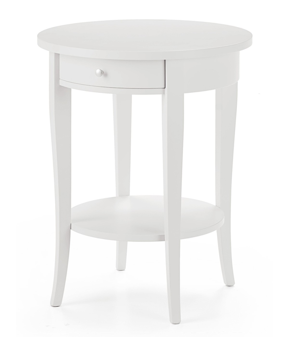 MOBILI 2G - Tavolino rotondo classico legno bianco 50x50x62 vista frontale