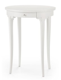 MOBILI 2G - Tavolino ovale bianco fumo classico laccato bianco 57x47x71 vista frontale