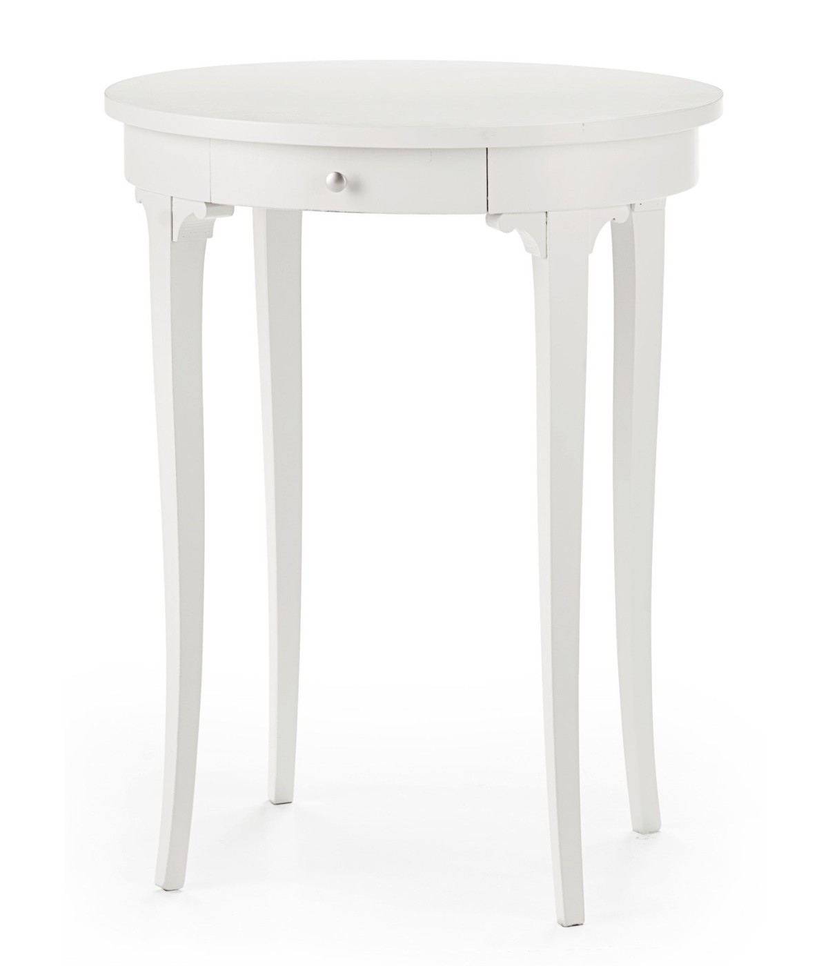 MOBILI 2G - Tavolino ovale bianco fumo classico laccato bianco 57x47x71 vista frontale