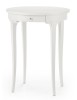 MOBILI 2G - Tavolino ovale bianco fumo classico laccato bianco 57x47x71 vista frontale