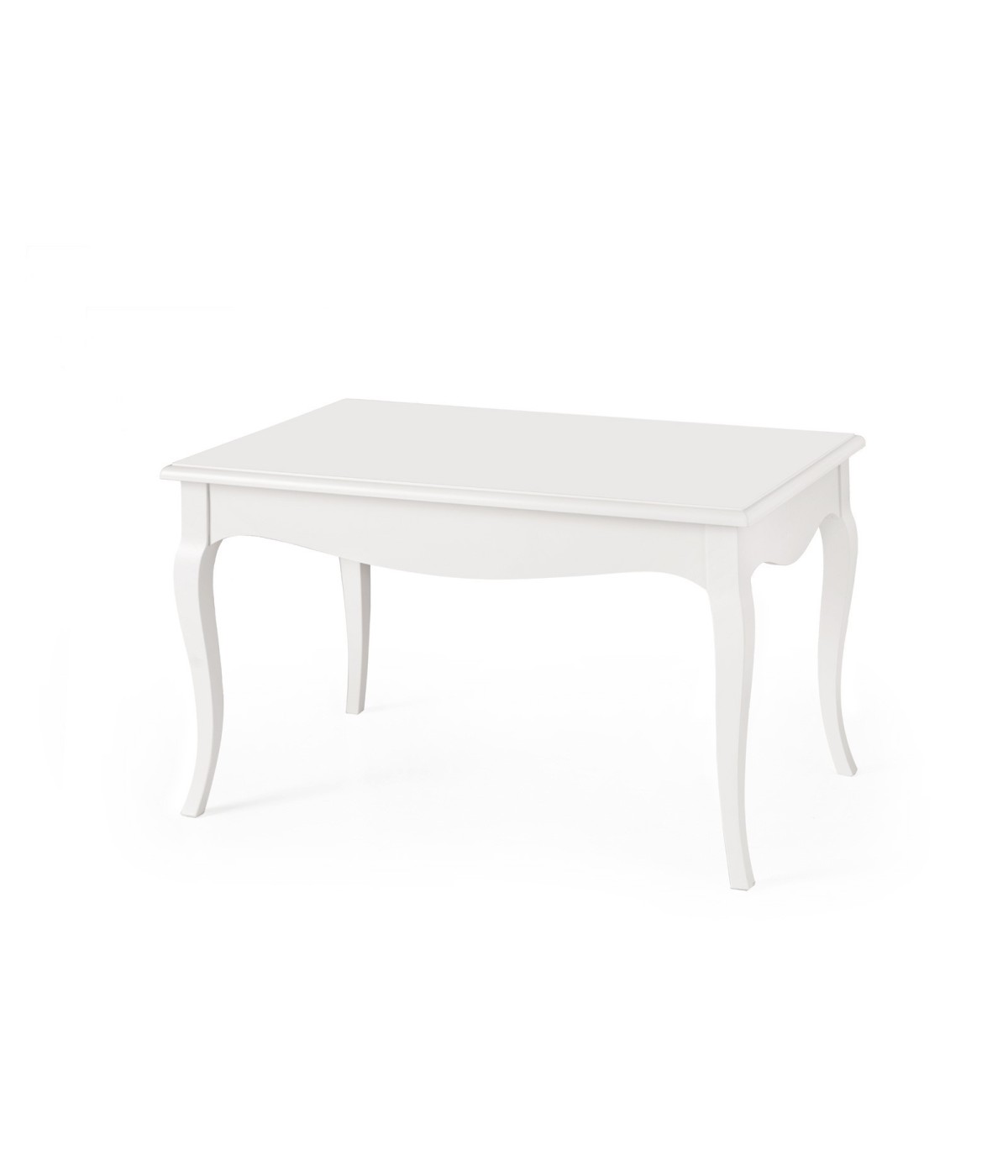 MOBILI 2G - Tavolino classico rettangolare legno bianco 80x50x45 vista frontale