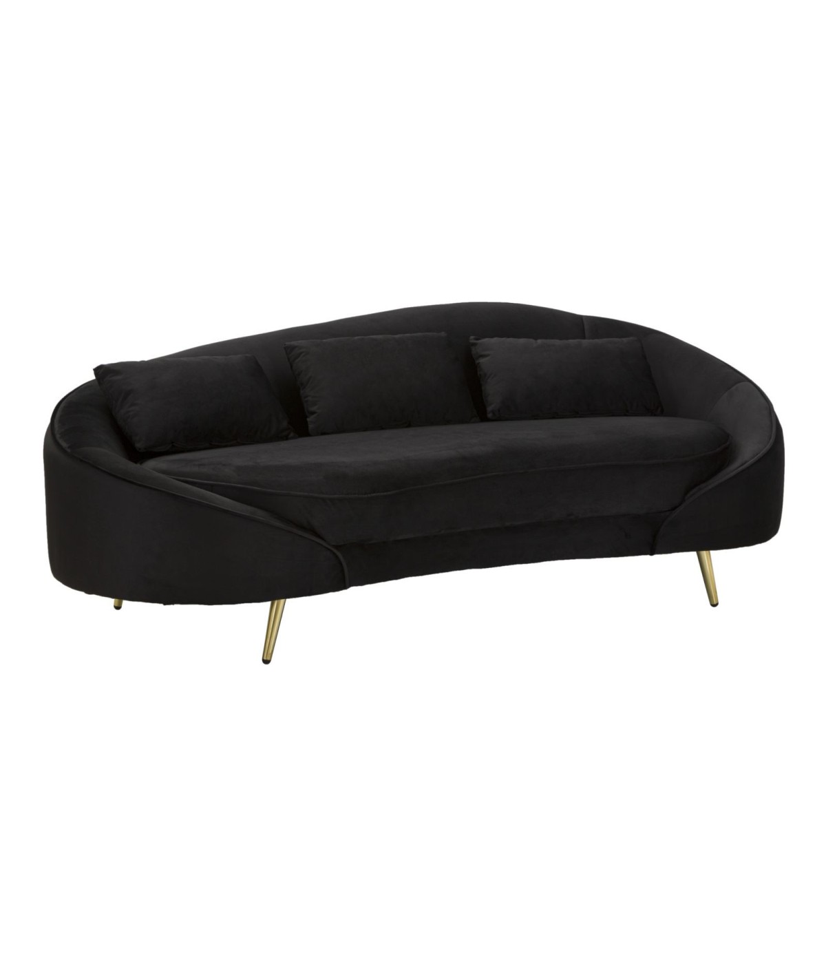 Divano 3 posti oslo c/cuscini nero cm 185x84x68