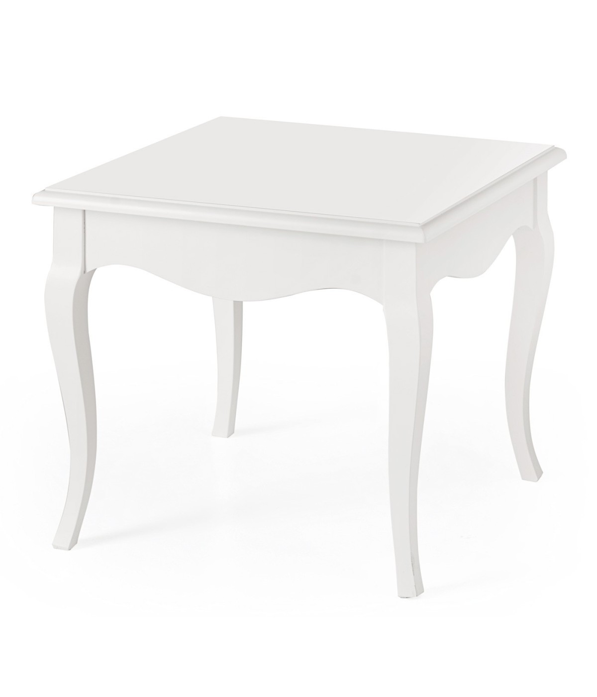 MOBILI 2G - Tavolino classico quadrato legno bianco 50x50x45 vista frontale