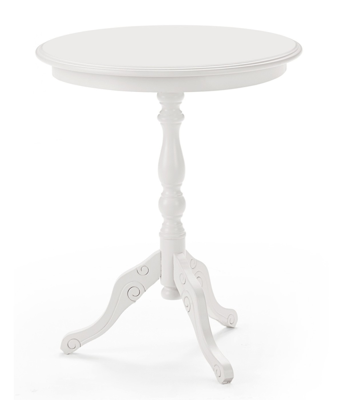 MOBILI 2G - Tavolino rotondo classico legno bianco 50x50x60 vista frontale