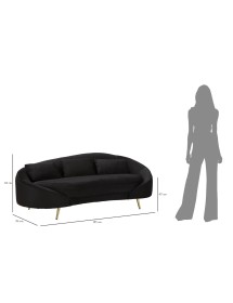 Divano 3 posti oslo c/cuscini nero cm 185x84x68
