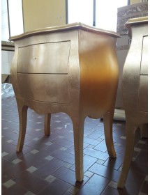 MOBILI 2G - COMODINO BOMBATO 2 CASSETTI ORO 49x29x61 VISTA LATERALE