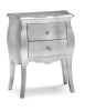 MOBILI 2G - COMODINO BOMBATO 2 CASSETTI LEGNO ARGENTO 49x29X61 VISTA FRONTALE
