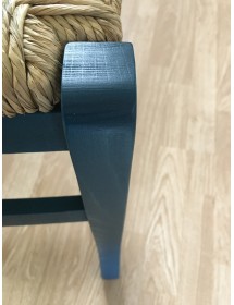 MOBILI 2G - SET 2 SEDIE IN LEGNO MASSELLO FINITURA ANILINA BLU/PAGLIA VISTA FRONTALE