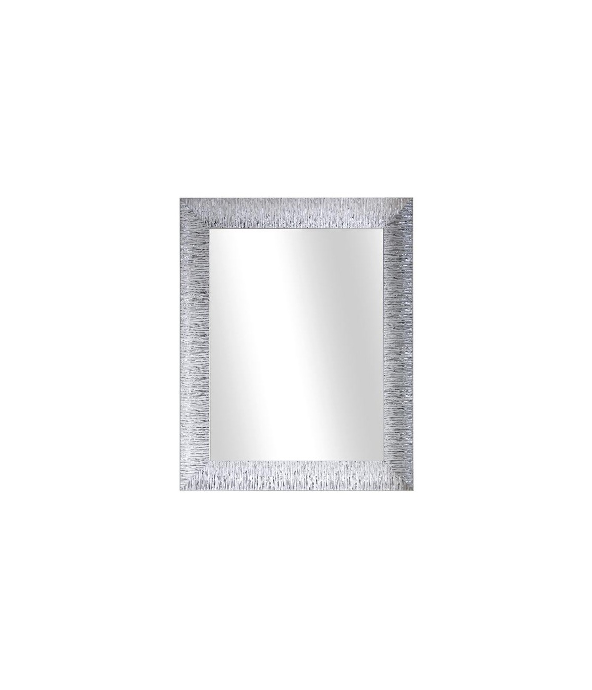 MOBILI2G - Specchiera laccata bianco lucido con particolari foglia argento brillante rettangolare- Misure: l.90 x h.180 x p.5
