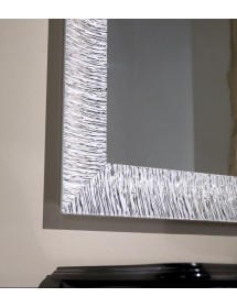 Specchiera laccata bianco lucido con particolari foglia argento brillante rettangolare- Misure: l.90 x h.148 x p.5