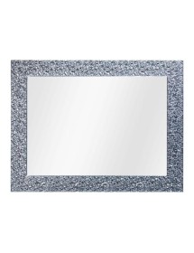 MOBILI2G - Specchiera foglia argento brillante rettangolare- Misure: l.65 x h.85 x p.4