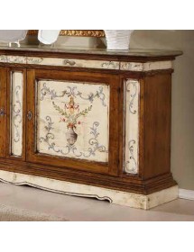 MOBILI 2G - MADIA CREDENZA 2 PORTE ARTE POVERA LACCATO DIPINTO/BASSANO 213 X 54 X H. 109 vista laterale credenza