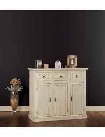 MOBILI 2G - MADIA CREDENZA IN LEGNO AVORIO PATINATO L.100 P.39 H.85 vista frontale