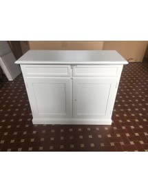 MOBILI 2G - MADIA CREDENZA 2 PORTE ARTE POVERA IN LEGNO BIANCO 105x42x85 vista frontale