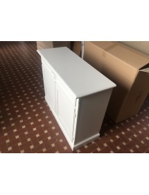 MOBILI 2G - MADIA CREDENZA 2 PORTE ARTE POVERA IN LEGNO BIANCO 105x42x85 vista laterale