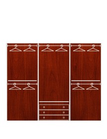 MOBILI 2G - CAMERA COMPLETA IN LEGNO MASSELLO ARTE POVERA TINTA NOCE vista interna armadio