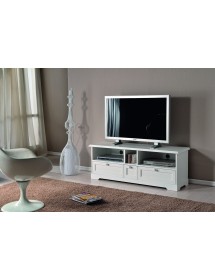 MOBILI 2G - PORTA TV 3 CASSETTI IN LEGNO ARTE POVERA BIANCO OPACOL.139 P.40 H.51 vista frontale