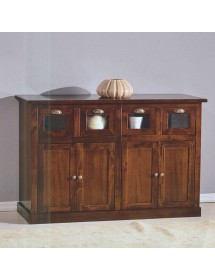 MOBILI 2G - MADIA CREDENZA 4 CASSETTI 4 PORTE TINTA NOCE L.130 P.50 H.85 vista frontale