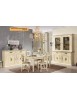 MOBILI 2G - CRISTALLIERA SHABBY AVORIO PENNELLATO DECORI 168x48x222 vista frontale completa sala
