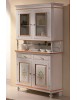 MOBILI 2G - CRISTALLIERA NAPOLETANA 2 ANTE LEGNO SHABBY BIANCO DECORI 104x43x208 VISTA FRONTALE