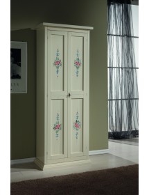 MOBILI 2G - ARMADIETTO PORTA SCARPE LEGNO AVORIO E DECORI 77X45X193 VISTA FRONTALE