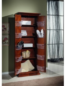 MOBILI 2G - ARMADIETTO PORTA SCARPE LEGNO TINTA NOCE ARTE POVERA 77X45X193 vista frontale aperto