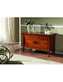 MOBILI 2G - CASSAPANCA IN LEGNO MASSELLO CON ROSONE 121x56x80 vista frontale