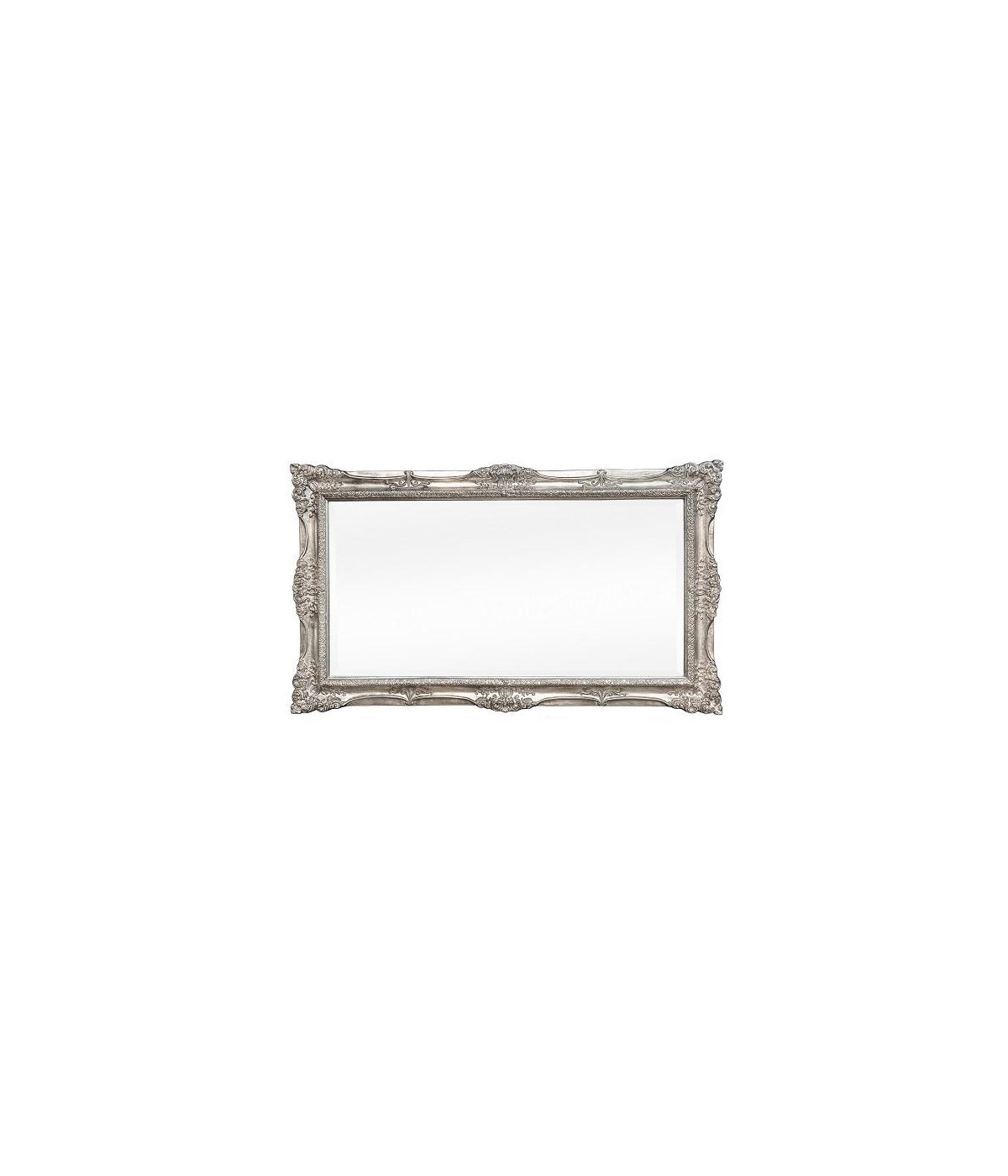 MOBILI2G - Specchiera foglia argento anticata rettangolare - Misure: l.146 x h.86 x p.5