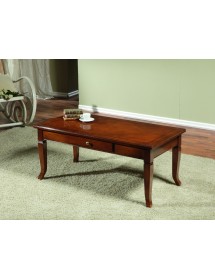 MOBILI 2G - TAVOLINO ARTE POVERA RETTANGOLARE IN LEGNO MASSELLO TINTA NOCE 105X55X47 vista frontale