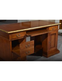 MOBILI 2G - SCRIVANIA PORTA PC 6 CASSETTI LEGNO BASSANO PROFILO FOGLIA ORO 160X80X85 VISTA FRONTALE