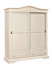 MOBILI 2G - ARMADIO CLASSICO 2 ANTE SCORREVOLI LEGNO AVORIO PATINATO 180X67X225