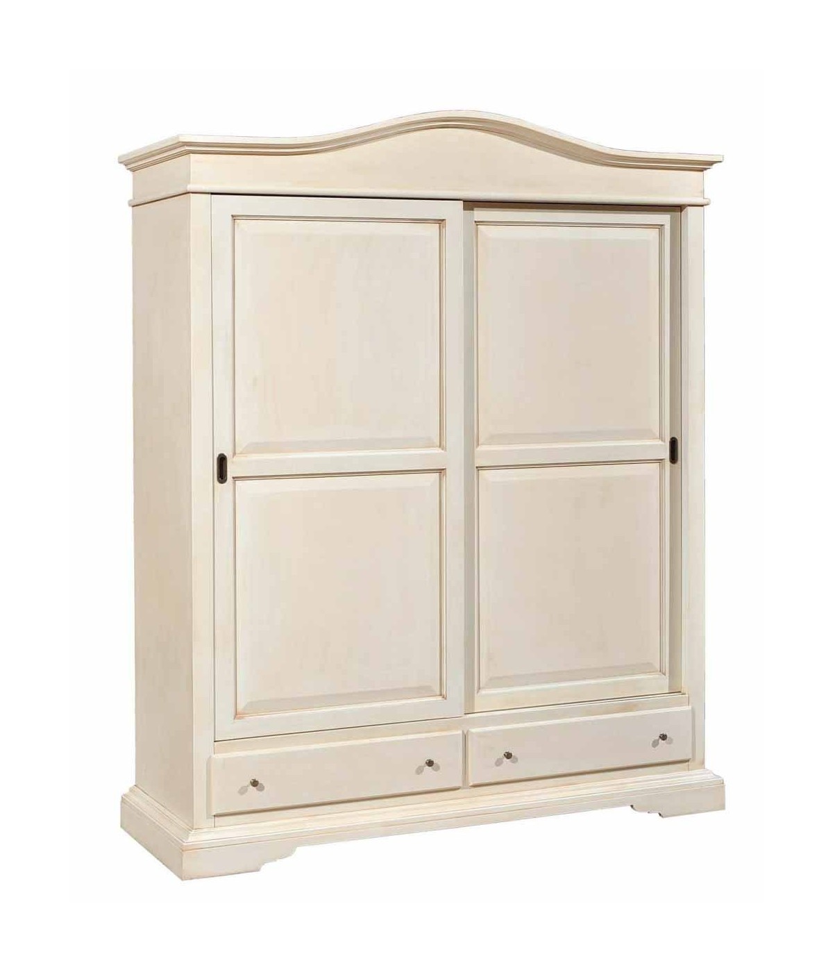 MOBILI 2G - ARMADIO CLASSICO 2 ANTE SCORREVOLI LEGNO AVORIO PATINATO 180X67X225
